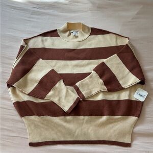 Altar'd State Brown and Cream Crew Neck Sweater